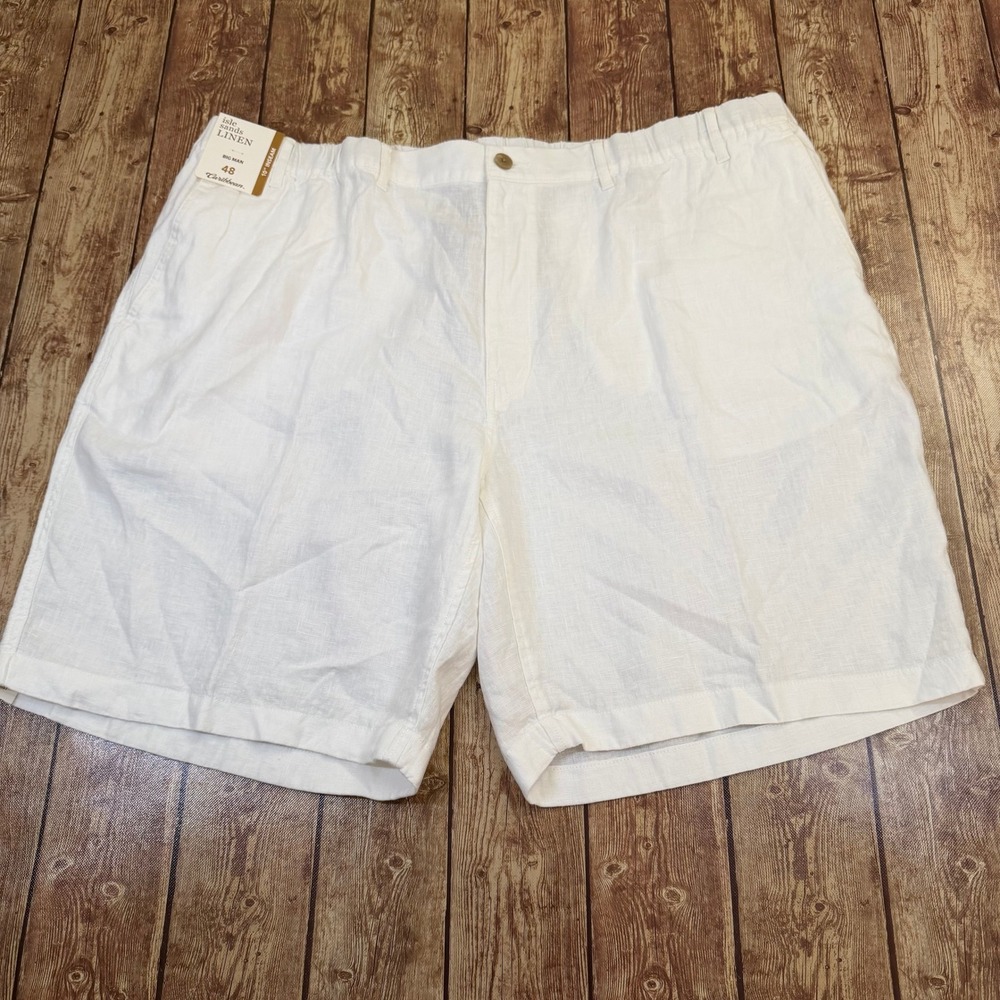 Caribbean Isle Sands Linen Shorts Mens size 48 White Elastic Waist NWT